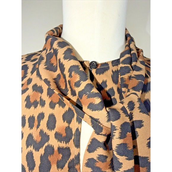 RE$298 Kate Spade New York Leopard Print Tie Neck MINI dress Women's Small - Picture 4 of 8